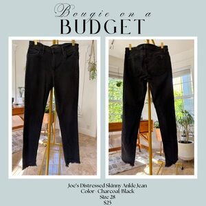 Joe's Jeans Distressed Skinny Ankle Jeans - Charcoal Black